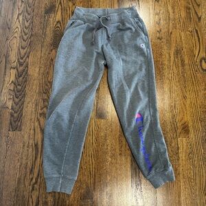 Champion Kids Charcoal Gray Joggers with Blue Logo